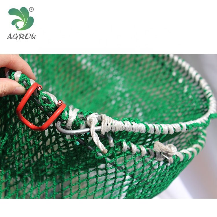 AGROK PE Knotless fishing trap plastic coated wire lobster trap fish traps foldable big spring cage sale