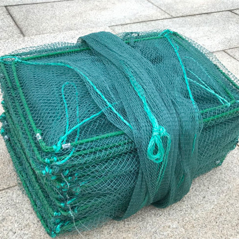 shrimp cage with steel wire frame square folding crayfish trap net crab pot