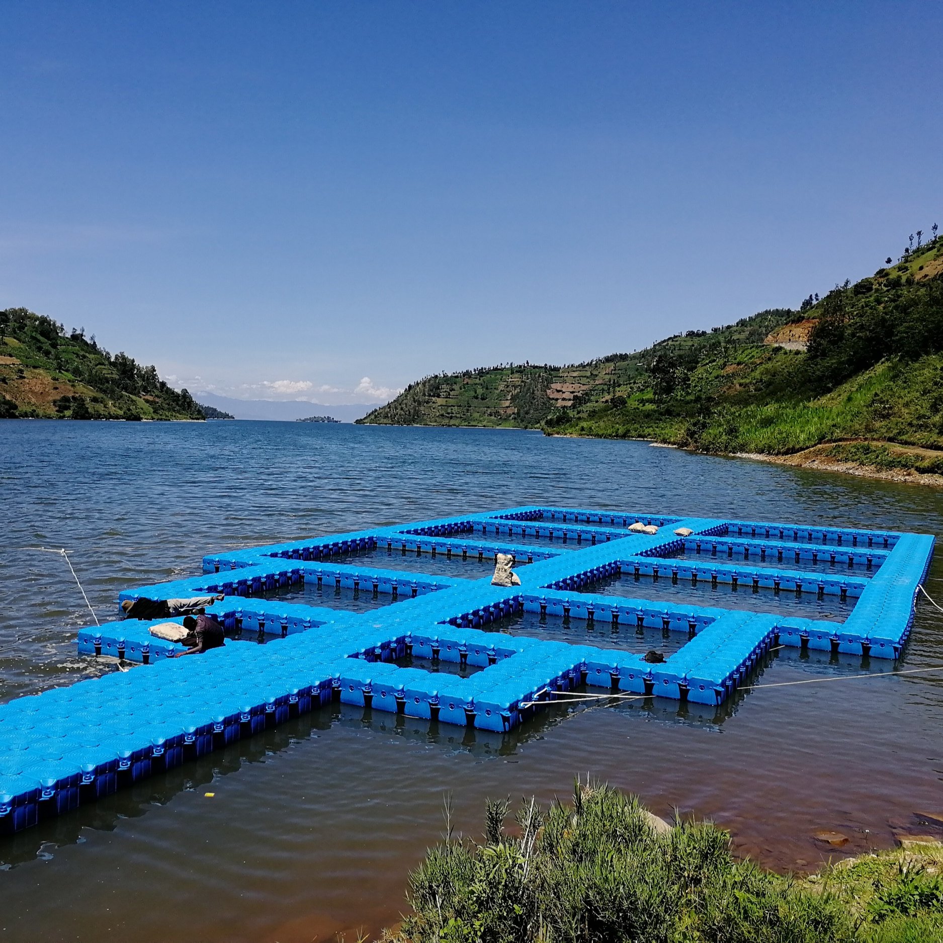 Customized square pontoon floating cage aquaculture fish farming cage