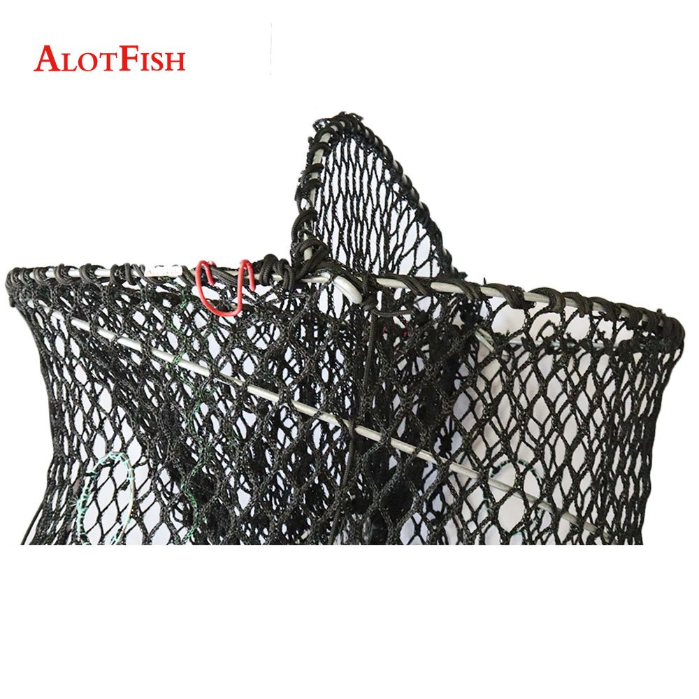 AlotFish HDPE Plastic Coated Wire Fishing Trap Net Collapsible Big deep sea Trap Pot Cage