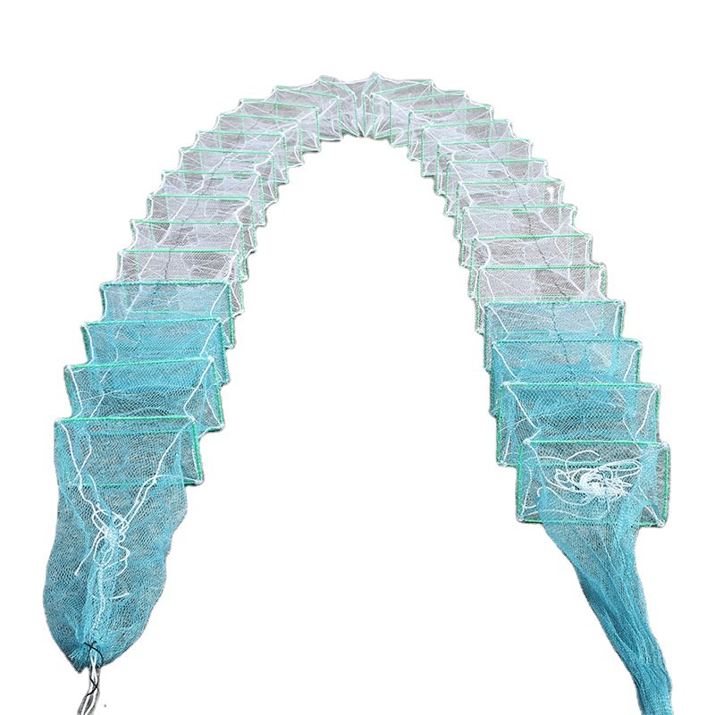 China high quality 17m aquarium fish traps shrimp trap net foldable pe net fishing traps