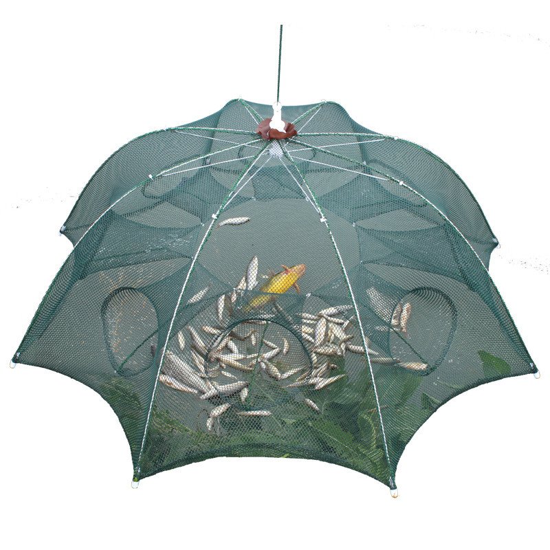 China 4 -22 Holes 2mm Mesh Steel Wire Cast Throwing Portable Automatic Folding Umbrella Fishing Net