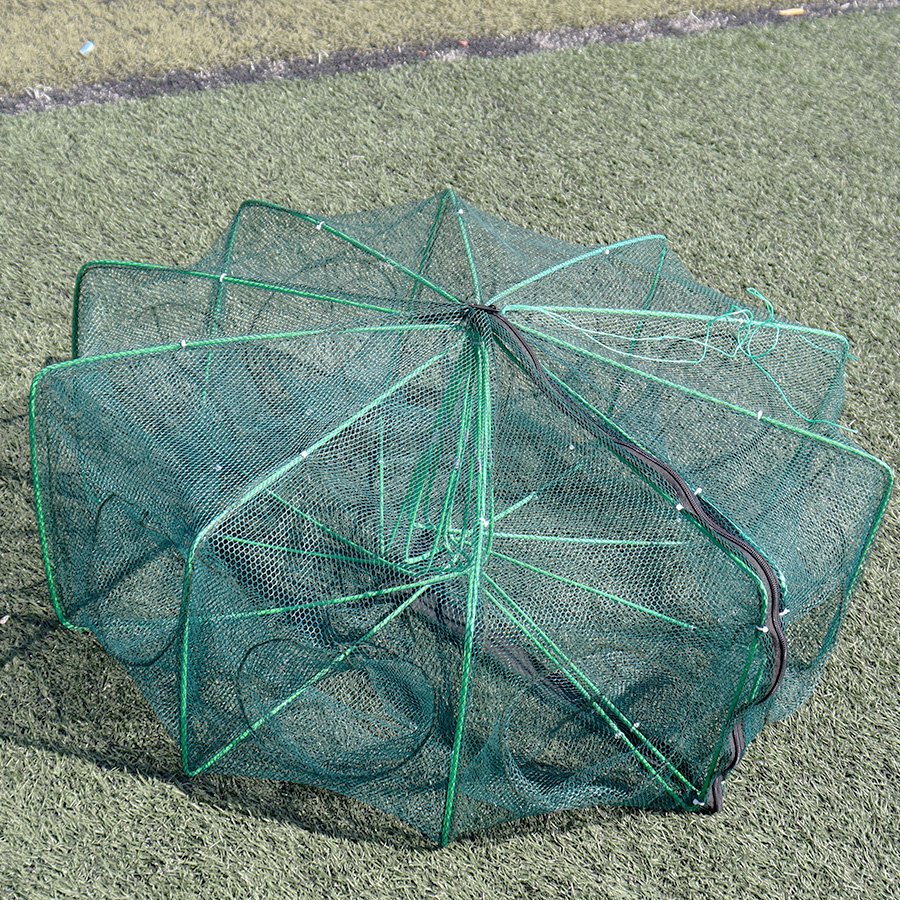 6 Holes Polygonal Shrimp Cage Foldable Shrimp Cage Fishing Tools Automatic Fishing Net