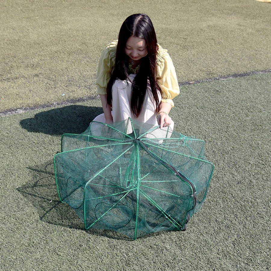 6 Holes Polygonal Shrimp Cage Foldable Shrimp Cage Fishing Tools Automatic Fishing Net