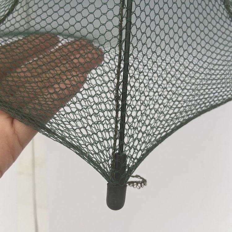 UT661 Durable Nylon Shrimp Crab Trap Cast Steel Wire Frame Umbrella Folded Portable Hexagon 6 Holes Big Entrance Fishing Traps