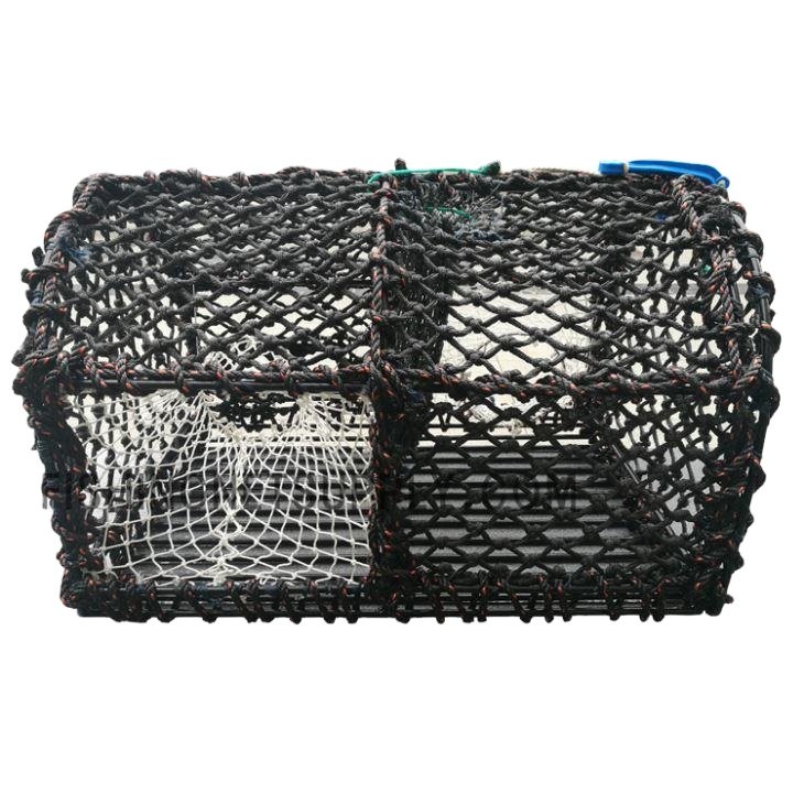 black net lobster cage creel with two entrances