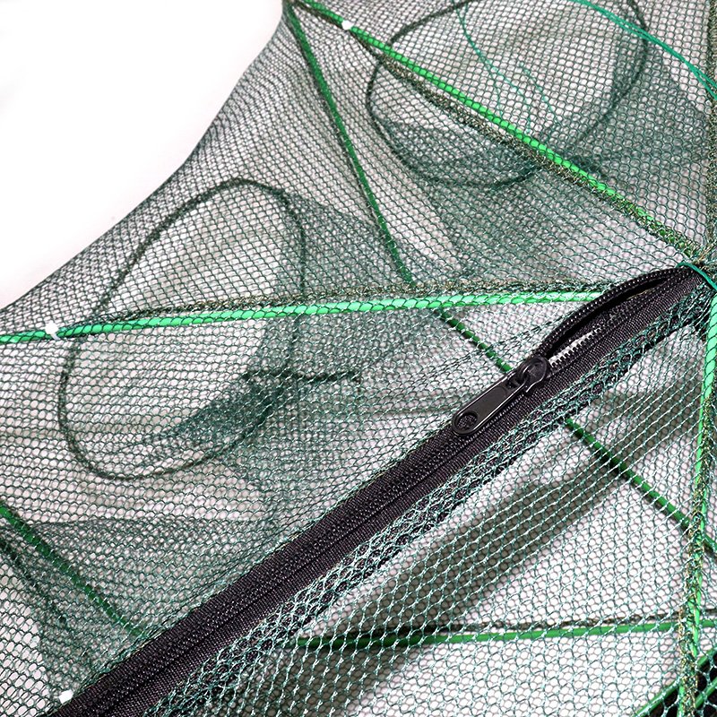 2024 New Folding Fishing Cage with 4-12 Holes Hexagonal Crab/Lobster/Fish Net Monofilament PE Style with Single Knot