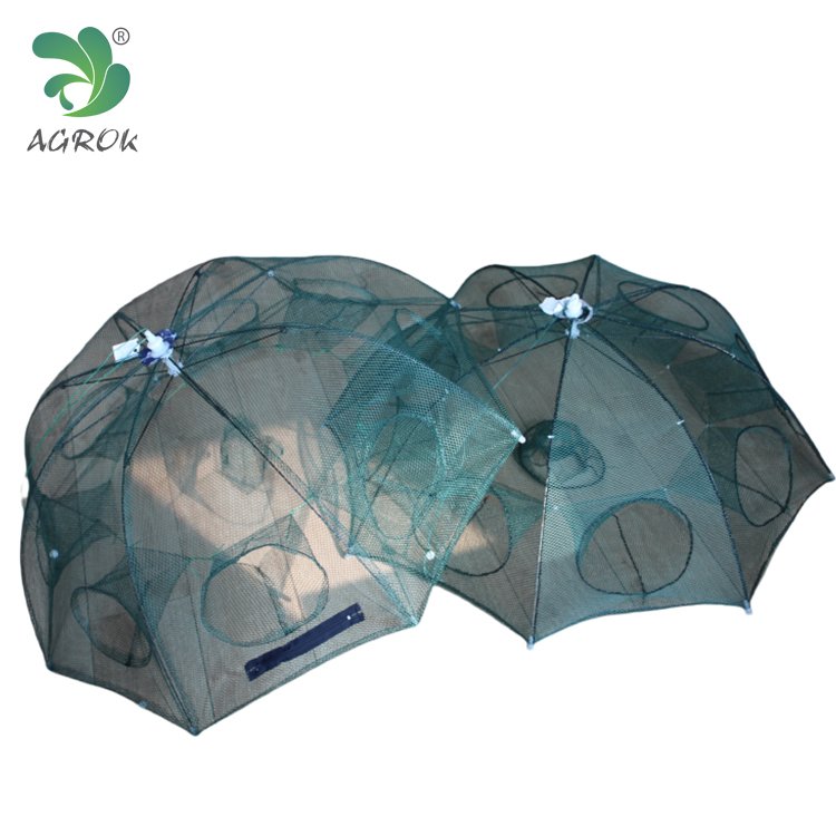 AGROK 4 6 8 10 12 16 20 24 Hole Folded Portable Automatic Umbrella Type Fishing Shrimp Trap Fishing Net
