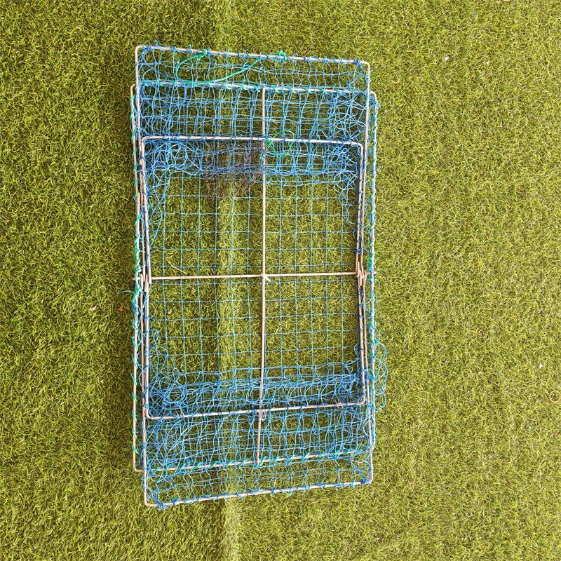 Customized Commercial Square Metal Frame Crab Trap Pot Net Bait Trap for Lobster and Fish Aquaculture Sales