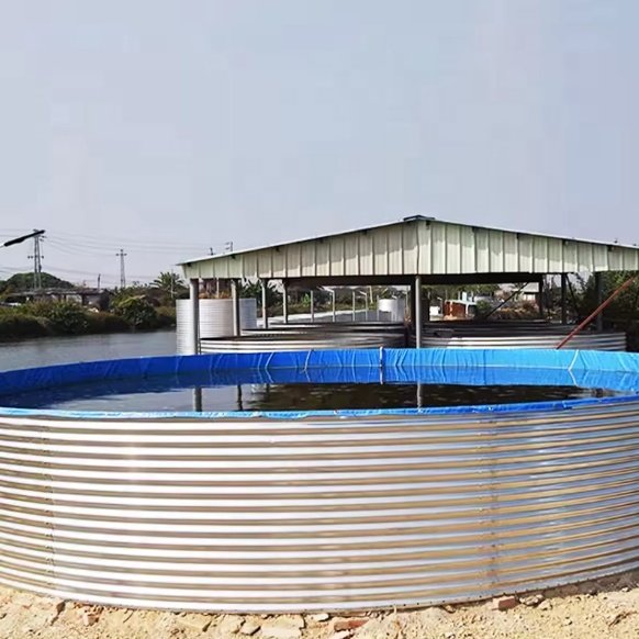 Round Hot Galvanized Steel Flexible Fish Farm Pond With Pvc Liner Recirculating Aquaculture System Fish and Shrimp Pond