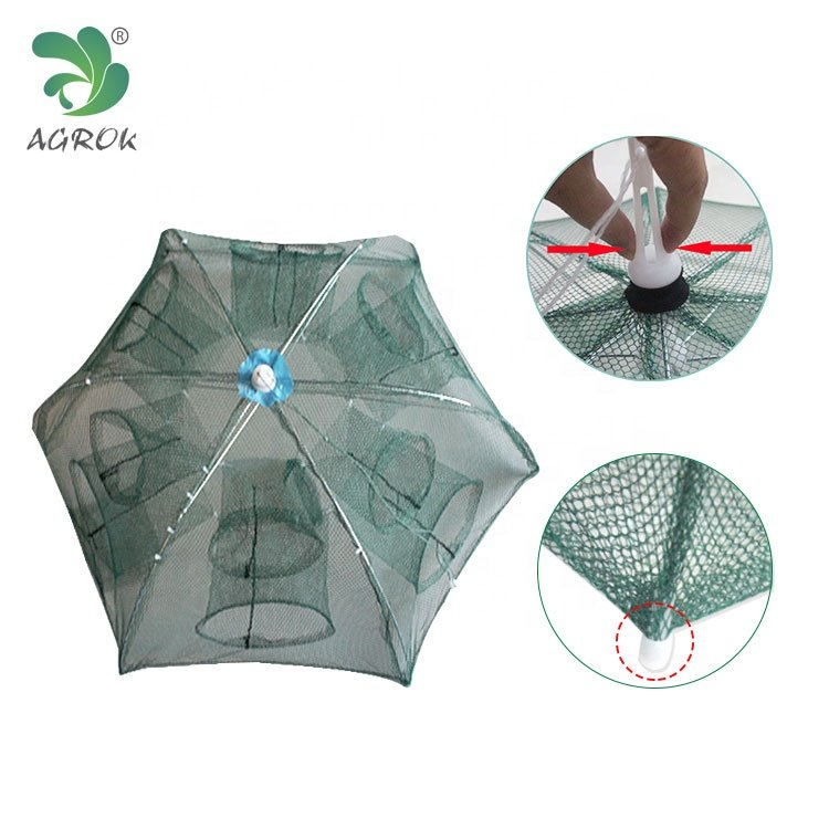 AGROK Umbrella Fishing Trap 12 Holes Aquaculture Shrimp Trap Pulling Square Fishing Pot