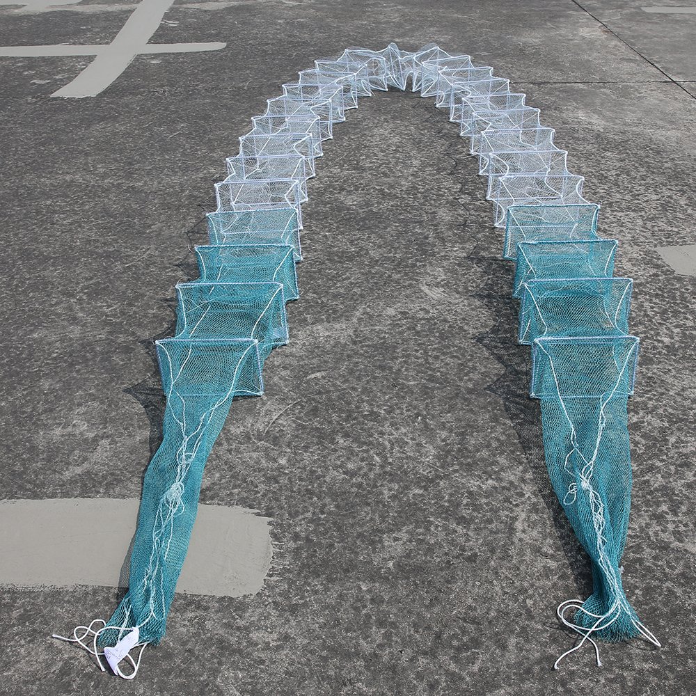 (21cm*32cm*27frames)PE Mesh Fish Pot Crayfish Pot Fishing Net 2021 Hot Selling Nylon Aquaculture Traps Cuboid 10.3m