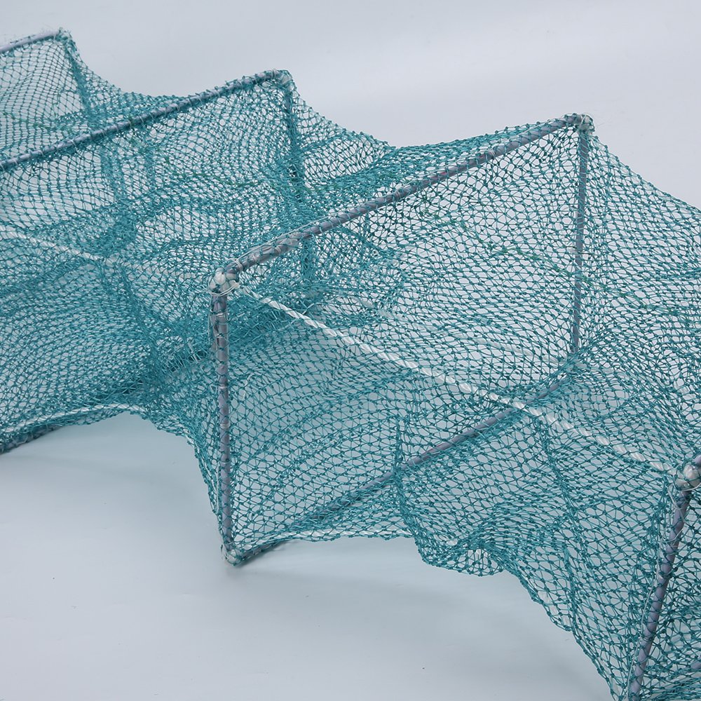 (21cm*32cm*27frames)PE Mesh Fish Pot Crayfish Pot Fishing Net 2021 Hot Selling Nylon Aquaculture Traps Cuboid 10.3m