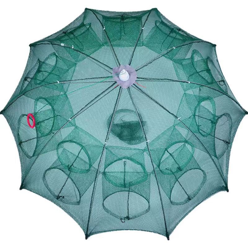 China Fishing Trap Umbrella Folded Portable 6-22 Hole Automatic Minnow crayfish Fishing Shrimp Cage Fishing Net