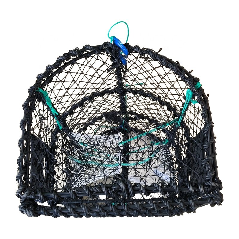 Galvanized and Dipped Crab Lobster Trap Heavy Duty Crab Pot Black PE Net aquaculture trap fishing accessories for Crab Catching