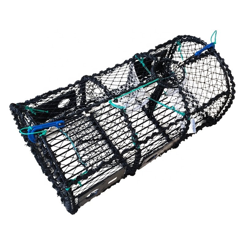 Galvanized and Dipped Crab Lobster Trap Heavy Duty Crab Pot Black PE Net aquaculture trap fishing accessories for Crab Catching