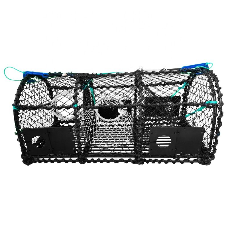 Galvanized and Dipped Crab Lobster Trap Heavy Duty Crab Pot Black PE Net aquaculture trap fishing accessories for Crab Catching