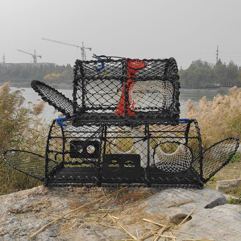 Square double hole crab and shrimp cage aquaculture equipment, used for lobster fishing