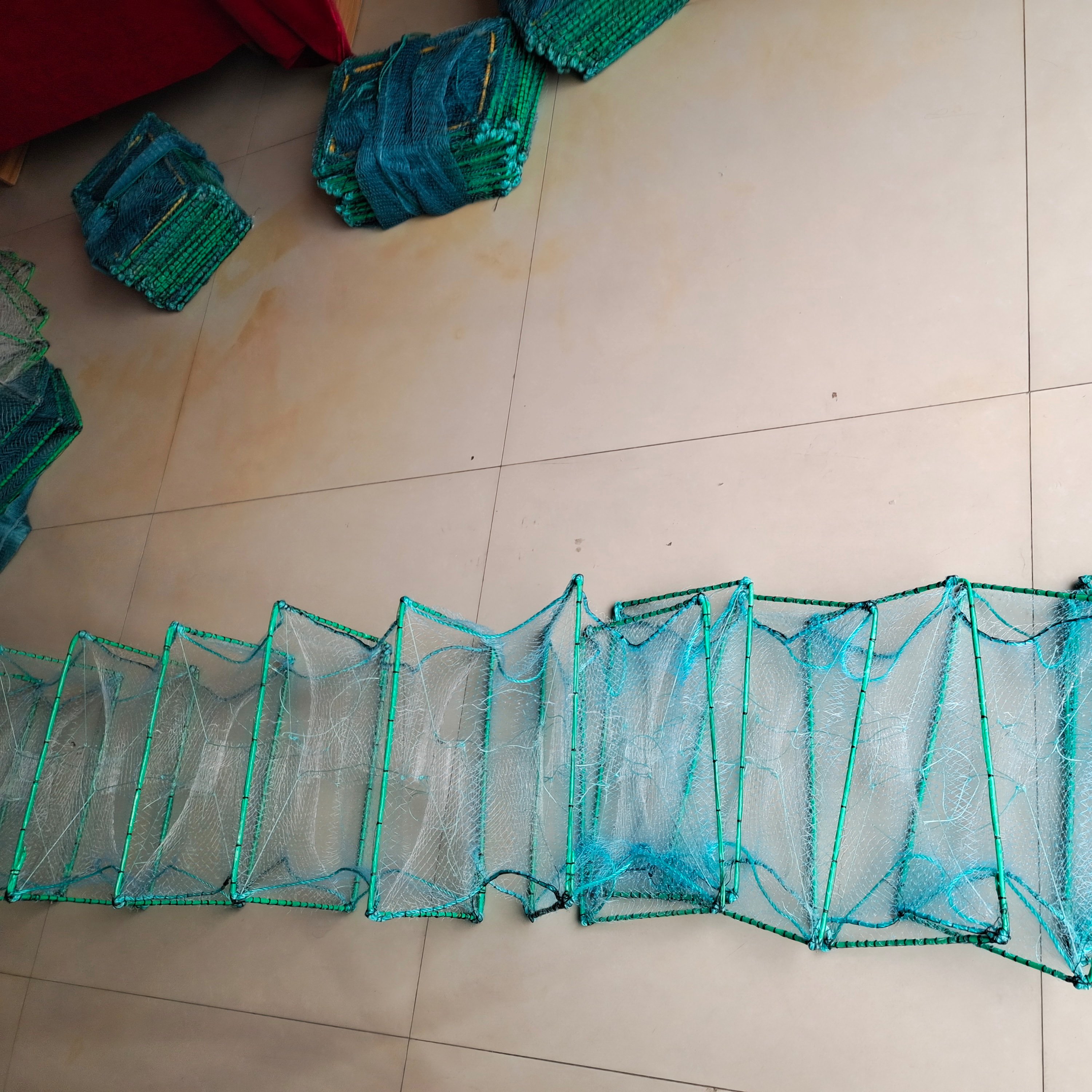 Multi function Rectangular Nylon mono filament fishing Long Ground Net Cage Lobster Fish Shrimp Pot Trap dragon Bubu