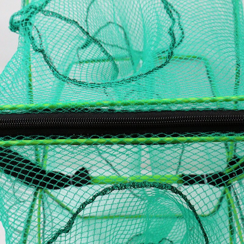 New Fishing Cage Foldable Shrimp Cage Nylon Mesh Fishing Trap Minnow Lobster Aquaculture Cage