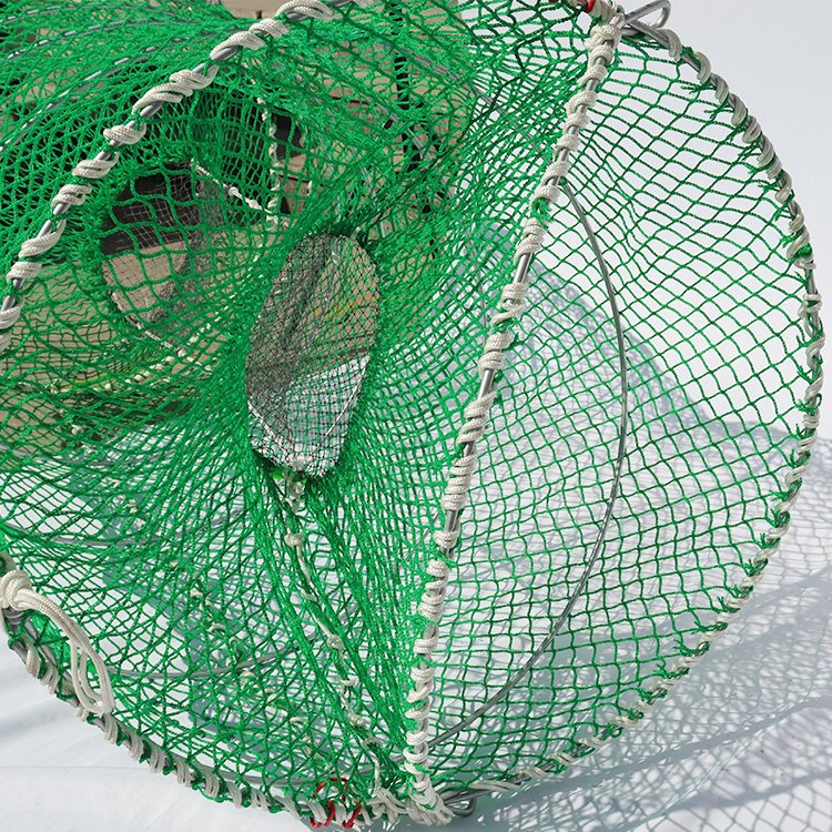 Crab Trap Craw Fish Lobster Shrimp Collapsible Cast Net Fishing Nets Black Portable Folded Aquaculture Trap Cage PE Cylinder