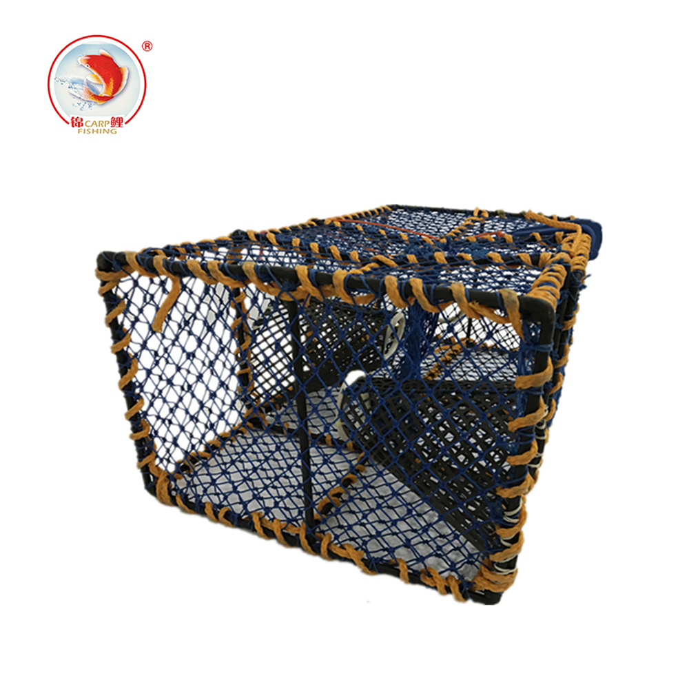 High quality rectangular foldable fishing crab traps black netting aquaculture lobster trap for wholesale