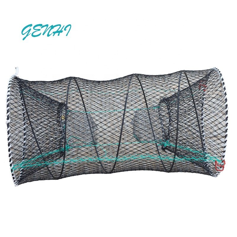 Foldable Spring Fishing Cages knotted net fish trap with size 45*80cm for fish shrimp crab lobster