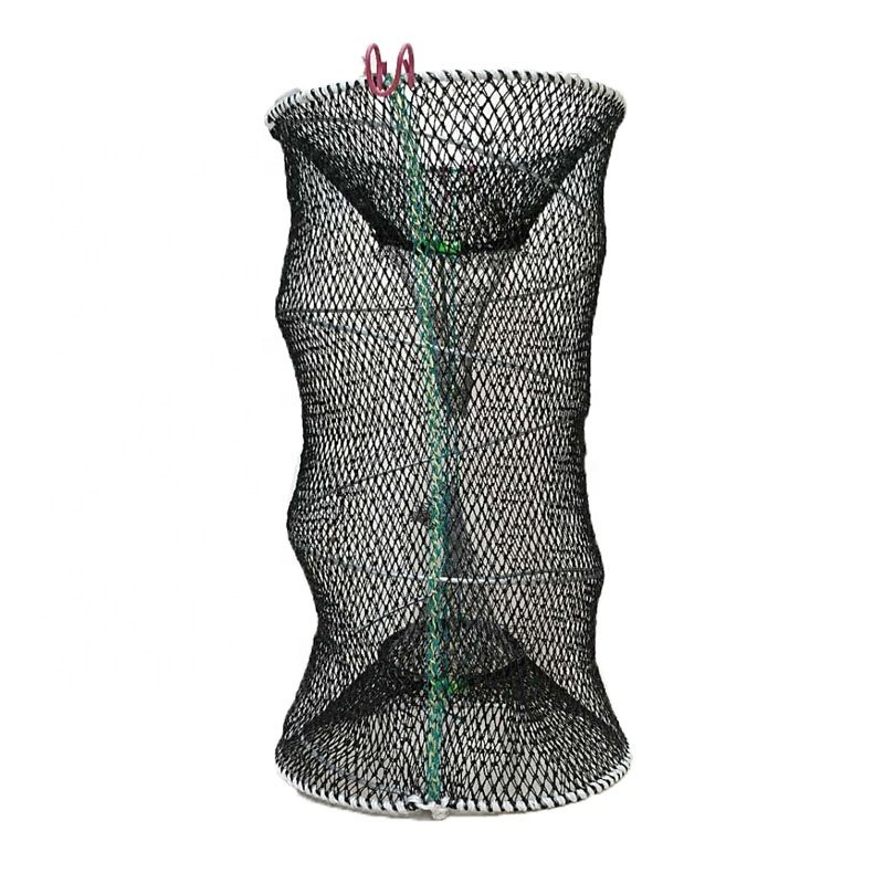 Foldable Spring Fishing Cages knotted net fish trap with size 45*80cm for fish shrimp crab lobster