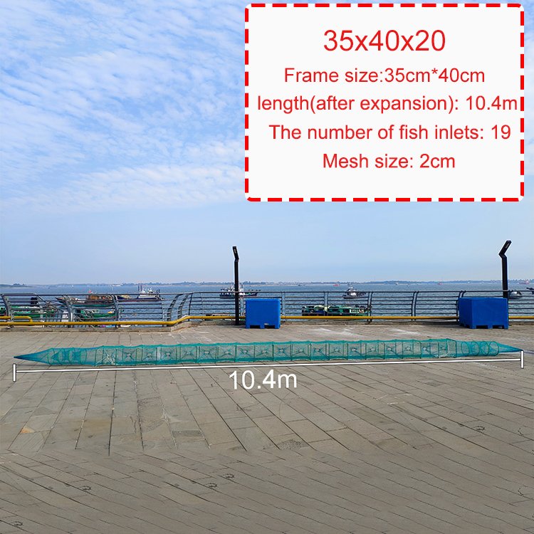 New Product 20 Sections Square Stainless Steel Frame Long Fish Cage Trap
