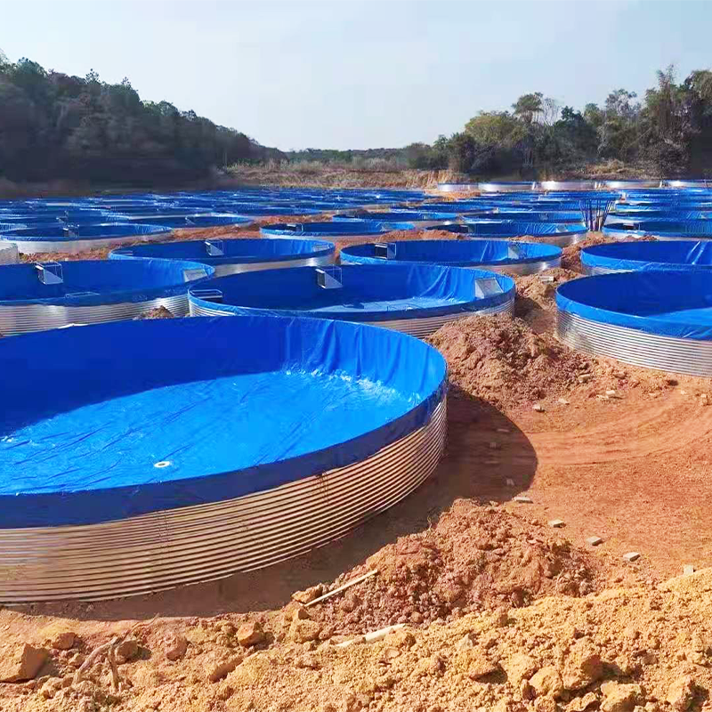 High Quality 46T Fish Farming Tank High Density Galvanized Steel Aquaculture Ponds Shrimp Farming