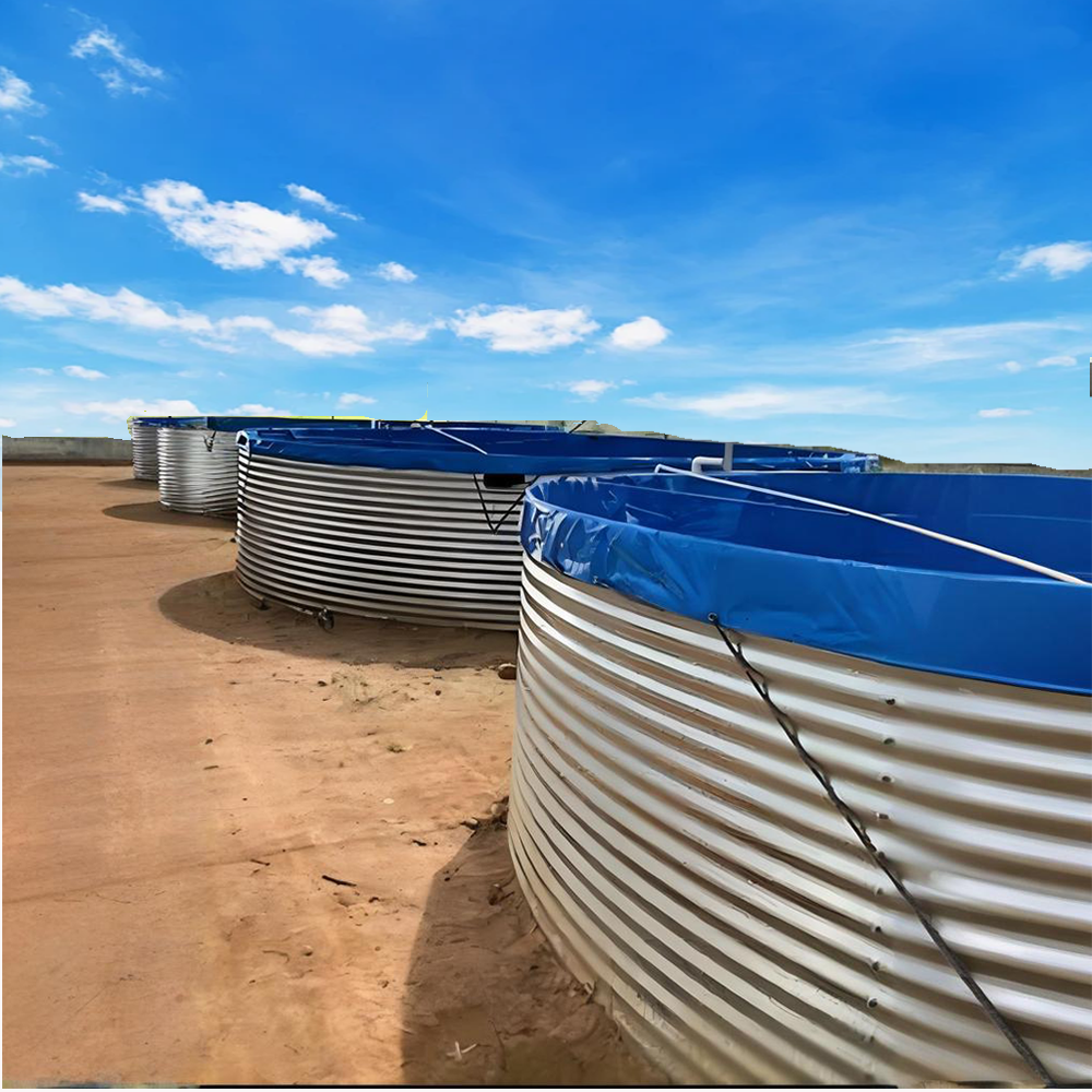 High Quality 46T Fish Farming Tank High Density Galvanized Steel Aquaculture Ponds Shrimp Farming