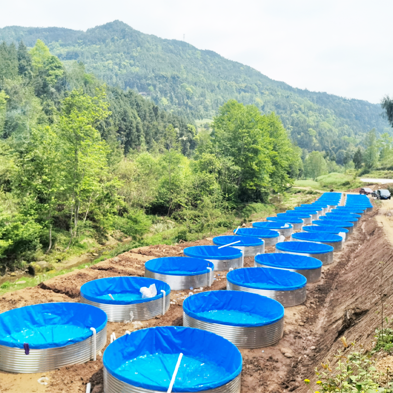 High Quality 46T Fish Farming Tank High Density Galvanized Steel Aquaculture Ponds Shrimp Farming