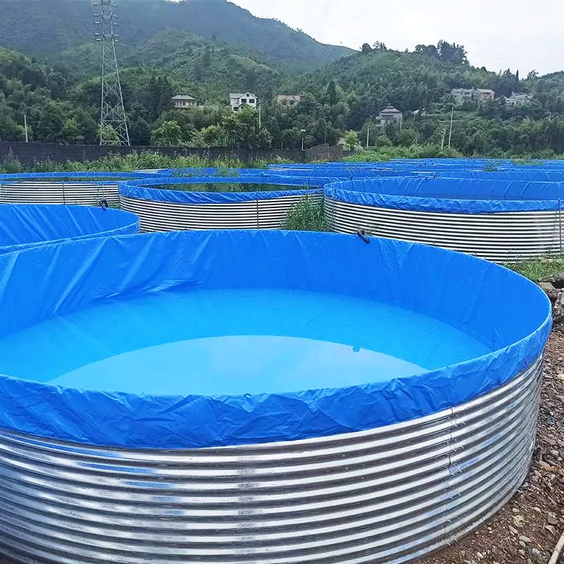 High Quality 46T Fish Farming Tank High Density Galvanized Steel Aquaculture Ponds Shrimp Farming