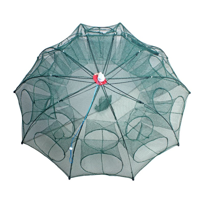 Folding Nylon Fishing Net Umbrella Shrimp Cage 4-24 Holes Automatic Minnow Crayfish Trap fish cage