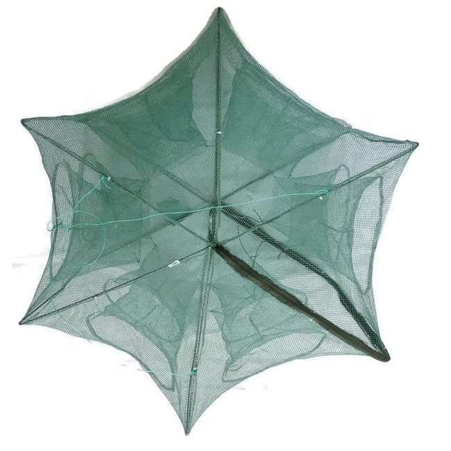 High Quality of YCL664-12, 12 Holes Automatic Fishing Net Shrimp Cage Nylon Foldable Crab Fish Trap Cast