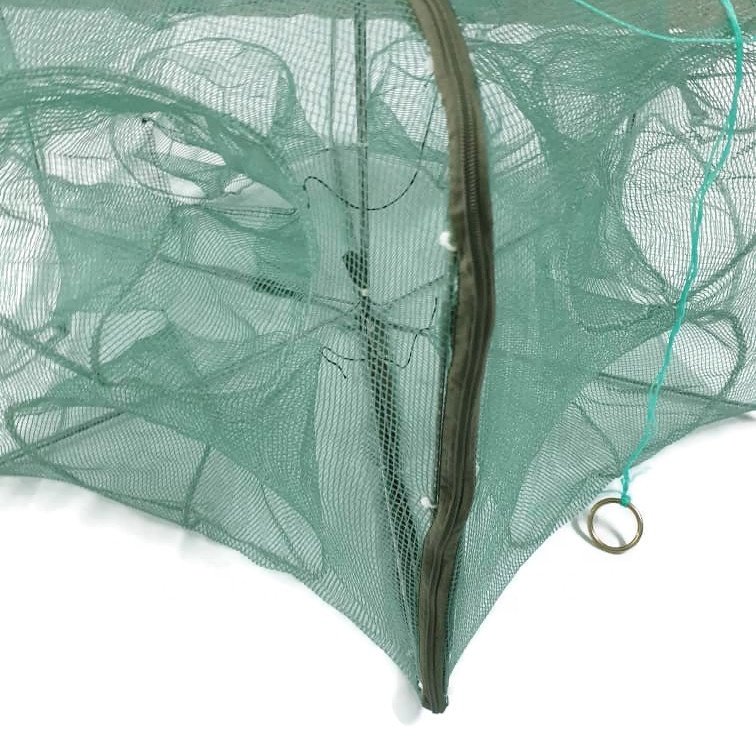 High Quality of YCL664-12, 12 Holes Automatic Fishing Net Shrimp Cage Nylon Foldable Crab Fish Trap Cast