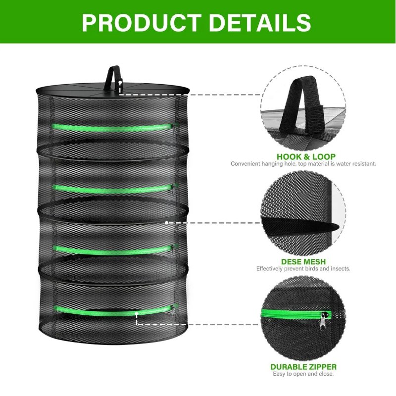 Agricultural Outdoor Storage 2-8 layers Foldable Hanging Food Vegetable Plant Mesh Dryer Rack Herb Drying Nets