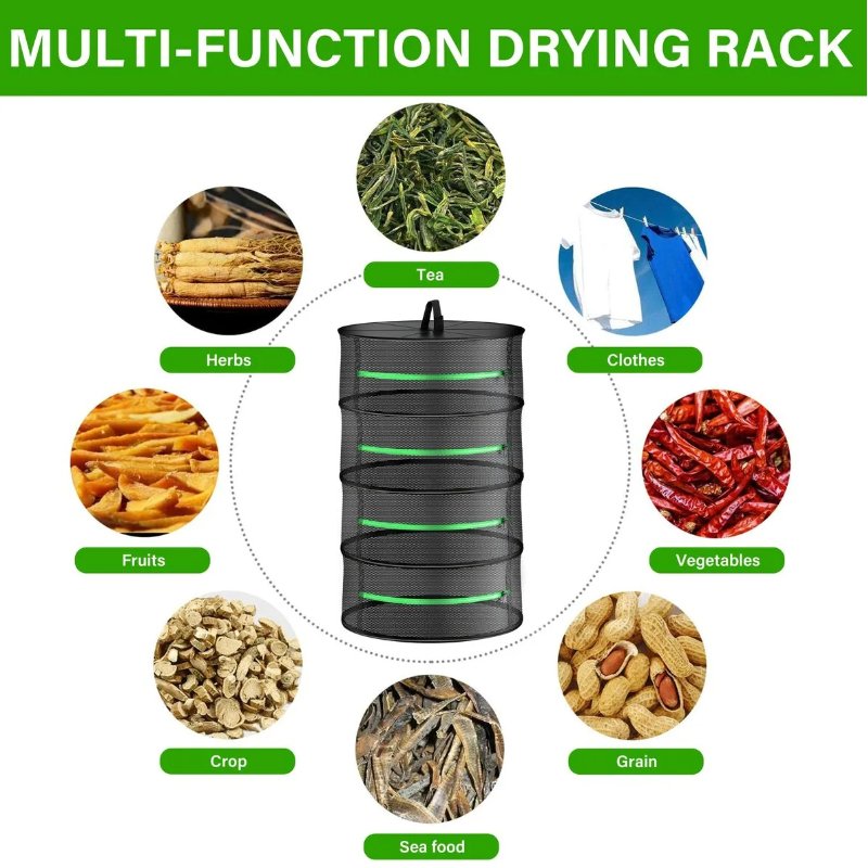 Agricultural Outdoor Storage 2-8 layers Foldable Hanging Food Vegetable Plant Mesh Dryer Rack Herb Drying Nets