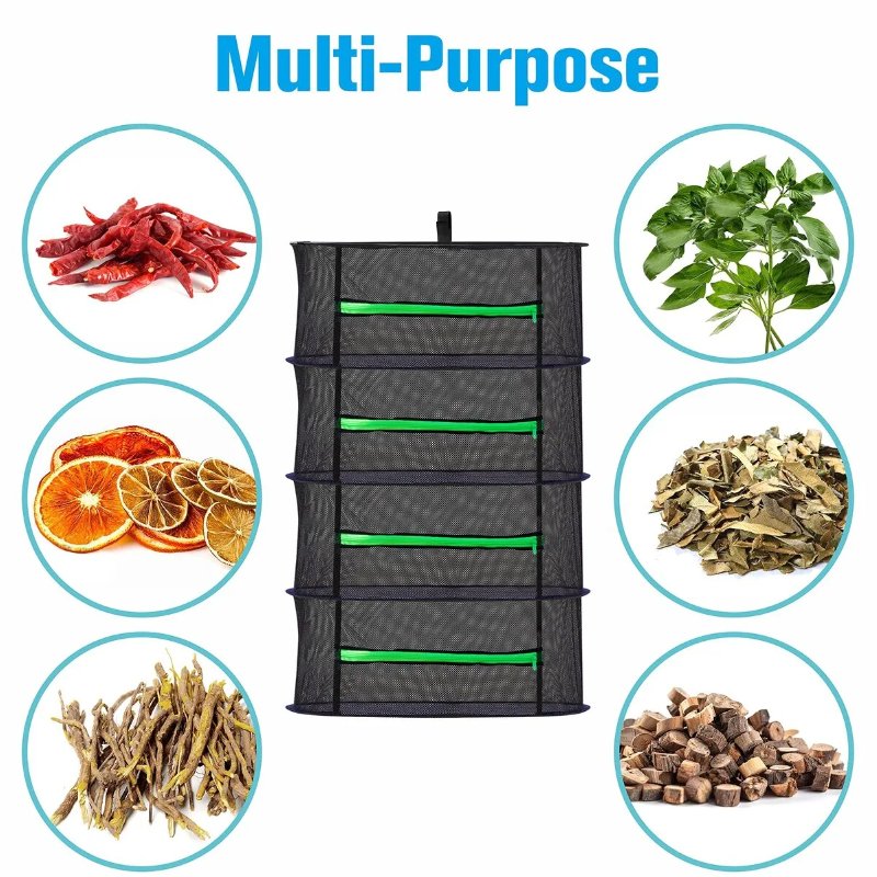 Agricultural Outdoor Storage 2-8 layers Foldable Hanging Food Vegetable Plant Mesh Dryer Rack Herb Drying Nets