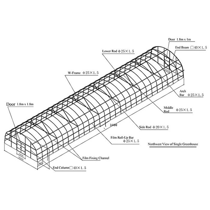 Alibaba Gold China Film Rectangular Tube Large Solar Greenhouse 3 Layers Extruding PE Film Layer Growing Vegetable , Flowers