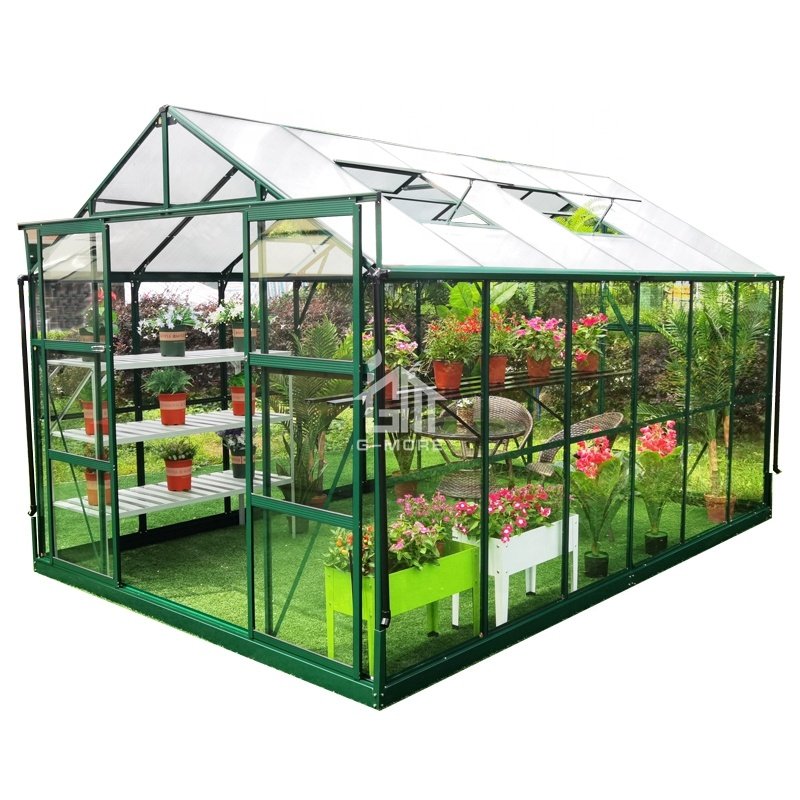 High Quality Greenhouses 4 Seasons Aluminium 6mm Polycarbonate Hobby Garden Greenhouse