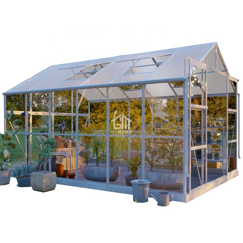 High Quality Greenhouses 4 Seasons Aluminium 6mm Polycarbonate Hobby Garden Greenhouse