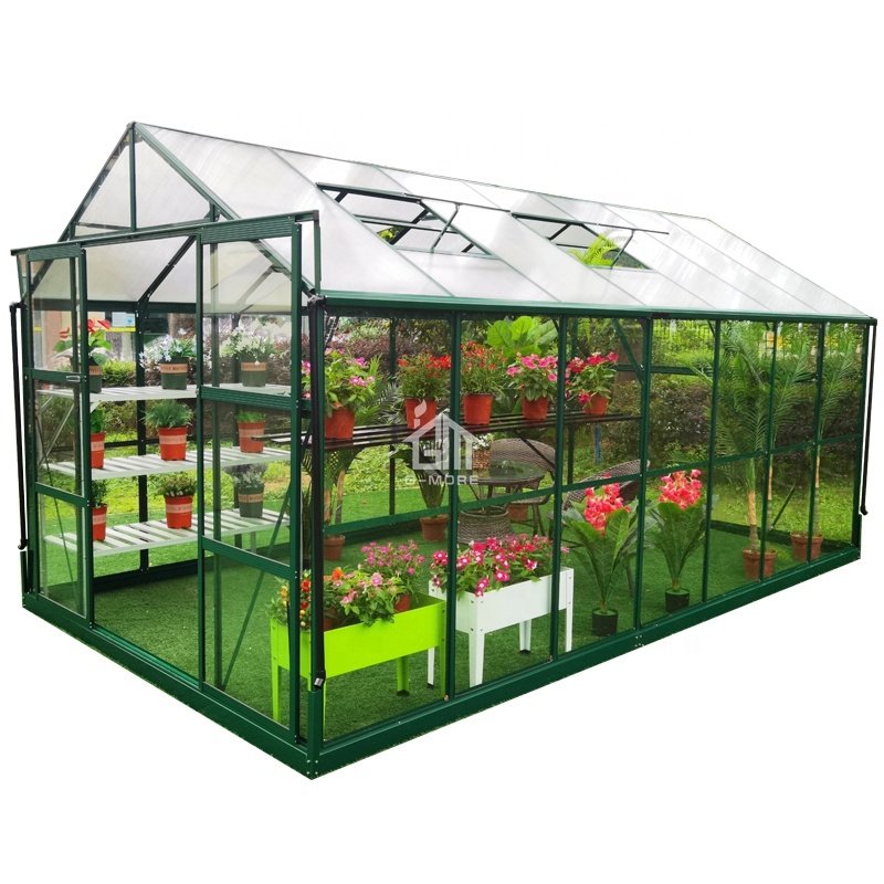 High Quality Greenhouses 4 Seasons Aluminium 6mm Polycarbonate Hobby Garden Greenhouse