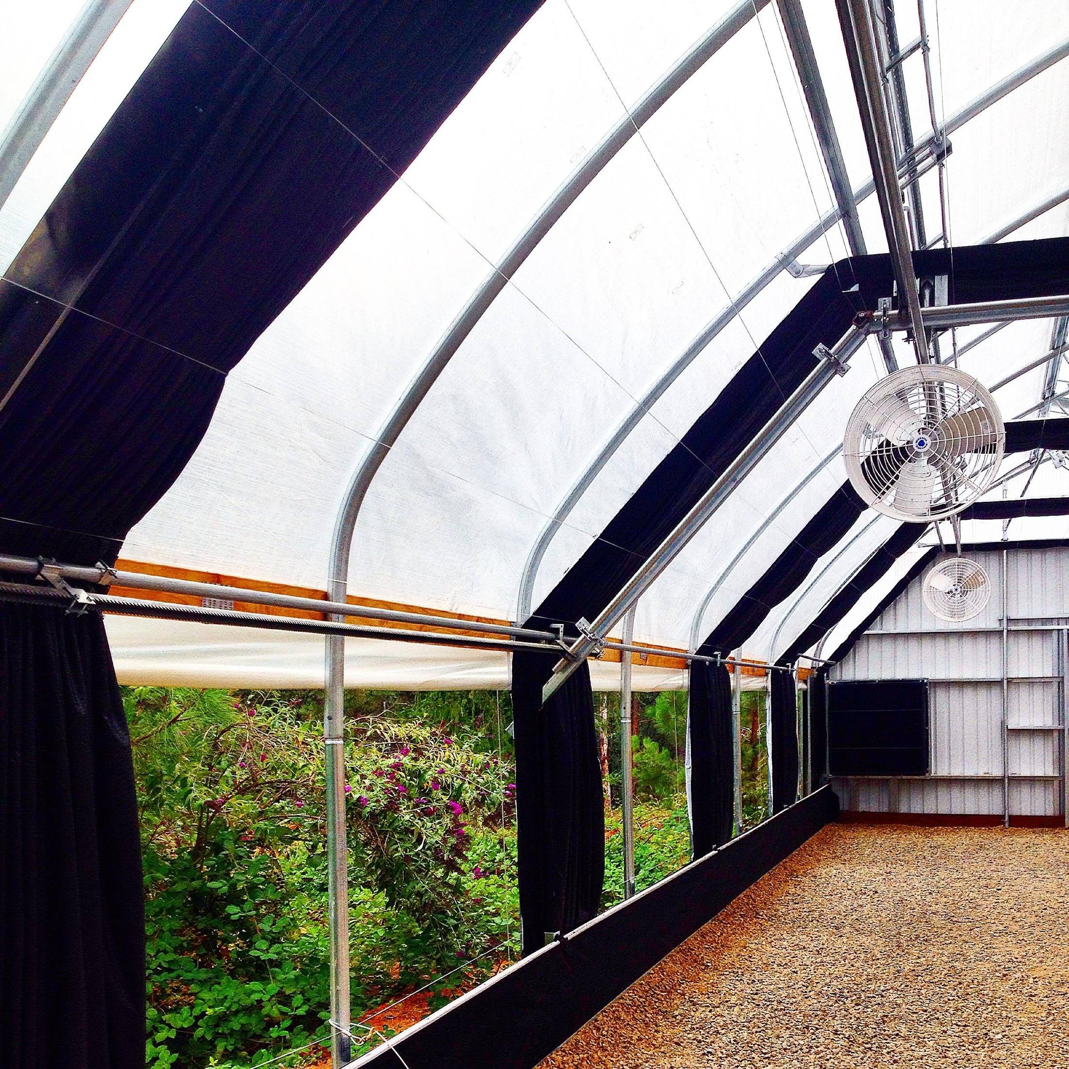 Customized automated light deprivation blackout agriculture greenhouse for flower plants growing