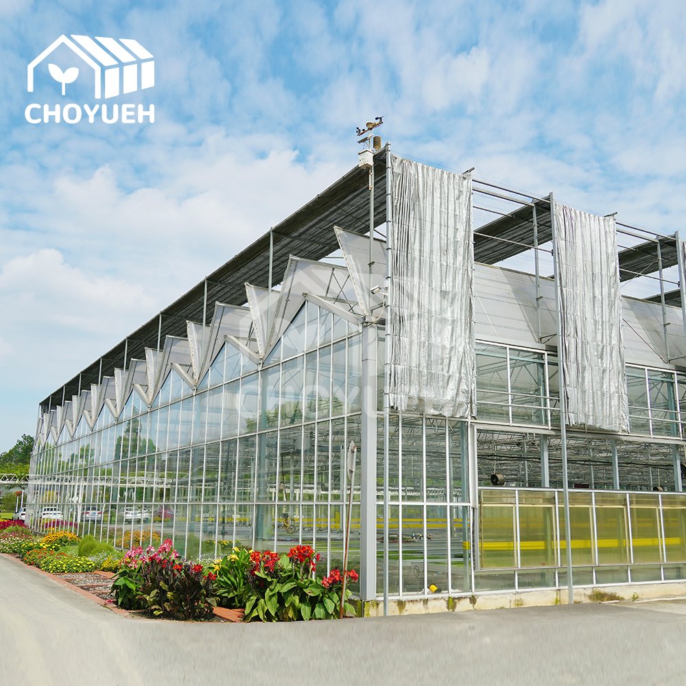Smart Agricultural high efficient Glass Greenhouse Multi Span Commercial Greenhouse