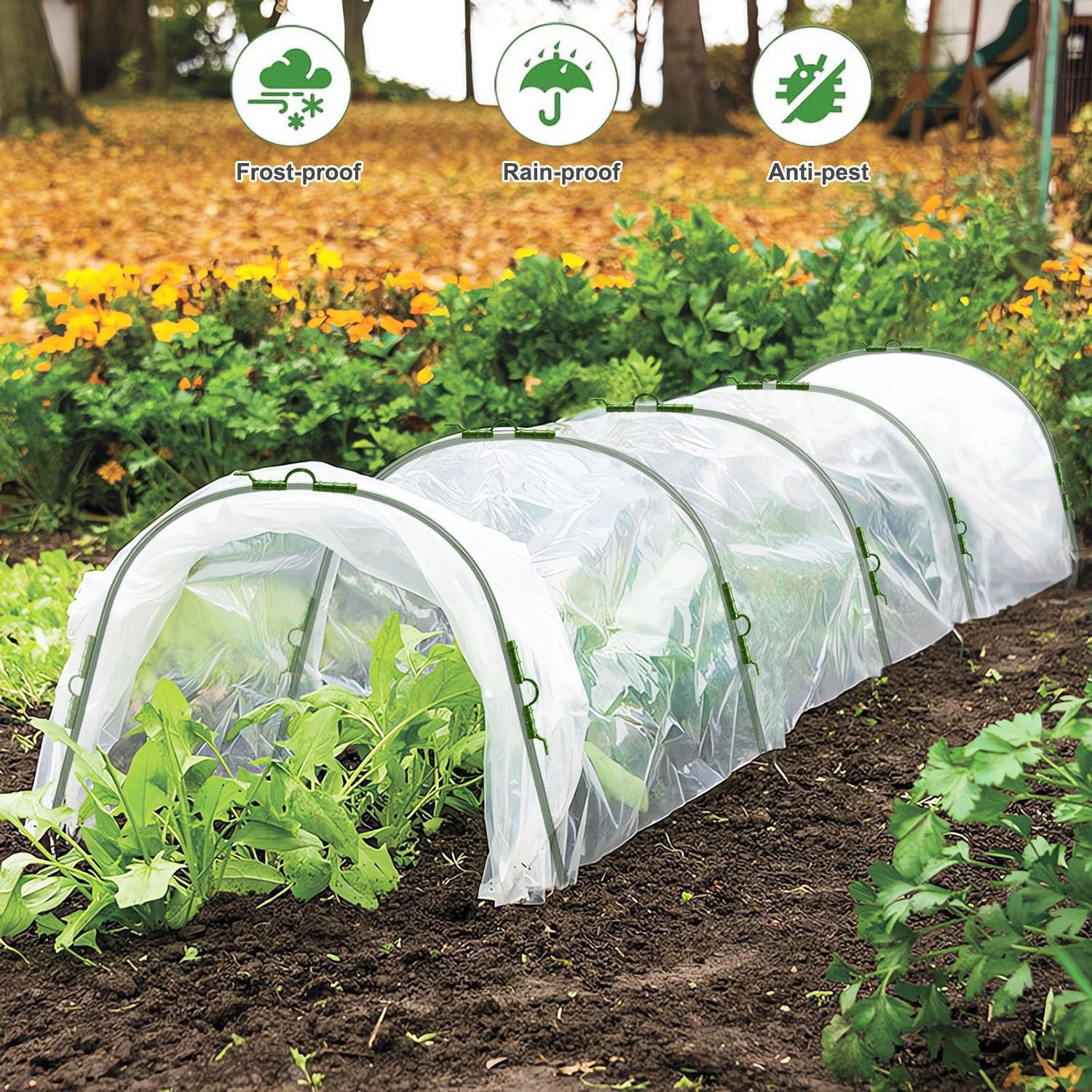 Heavy Duty Greenhouse Hoops Wire Tunnel Hoops Garden Fabric Plant Support Tunnel Stakes Row Cover Support Frost Protection