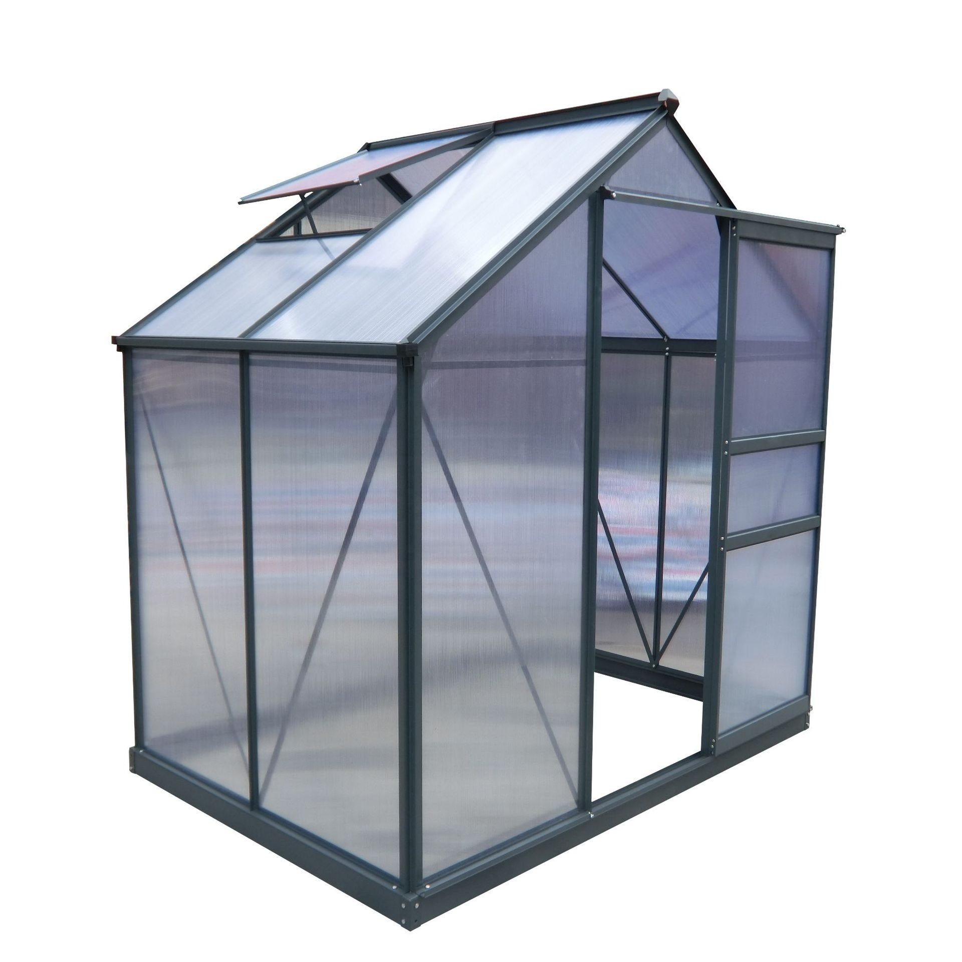 with solar panels to maintain temperature, prevent wind and snow Planting plants small glass garden greenhouses