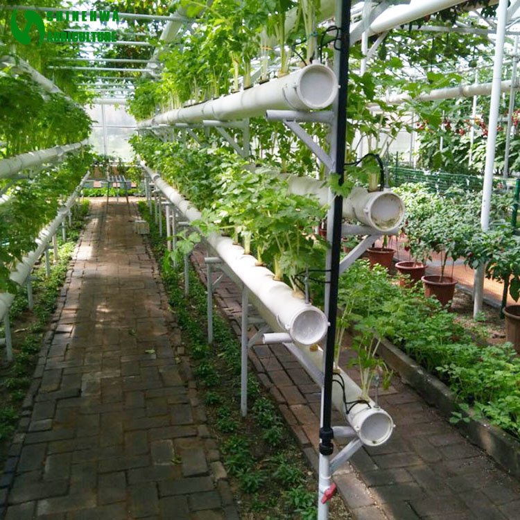 Vertical NFT Round PVC Pipe Hydroponic Container System For Agricultural Greenhouses Vegetables Growing