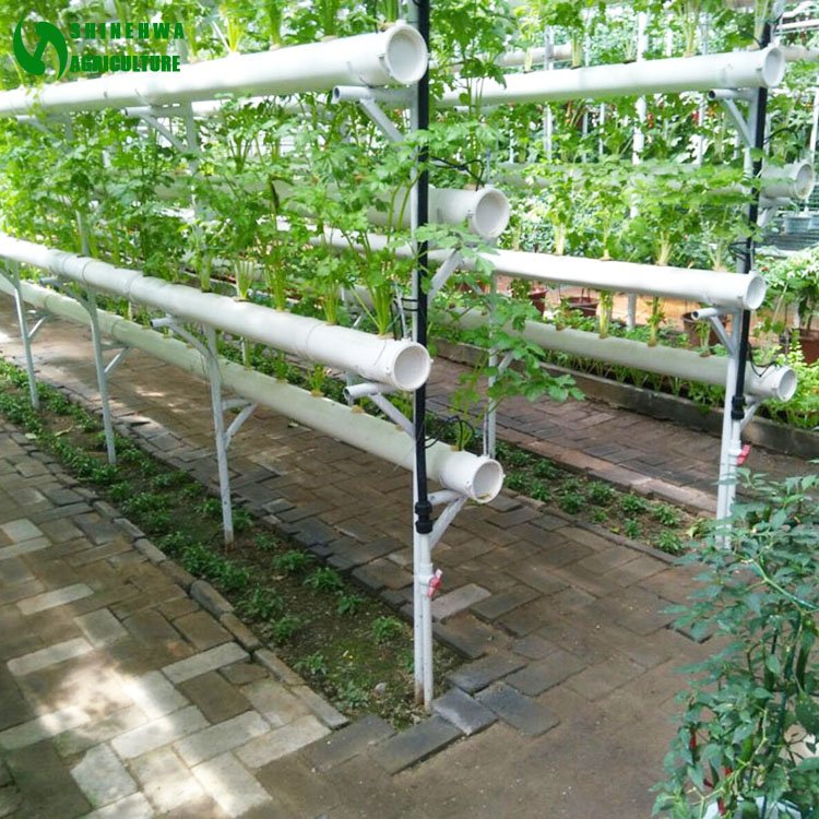 Vertical NFT Round PVC Pipe Hydroponic Container System For Agricultural Greenhouses Vegetables Growing