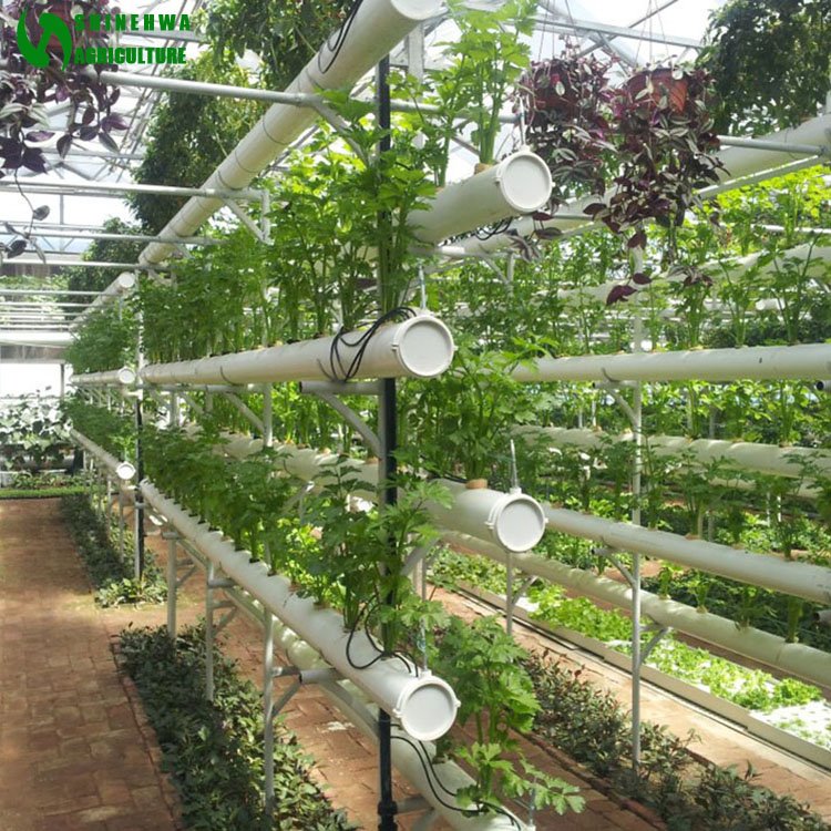 Vertical NFT Round PVC Pipe Hydroponic Container System For Agricultural Greenhouses Vegetables Growing
